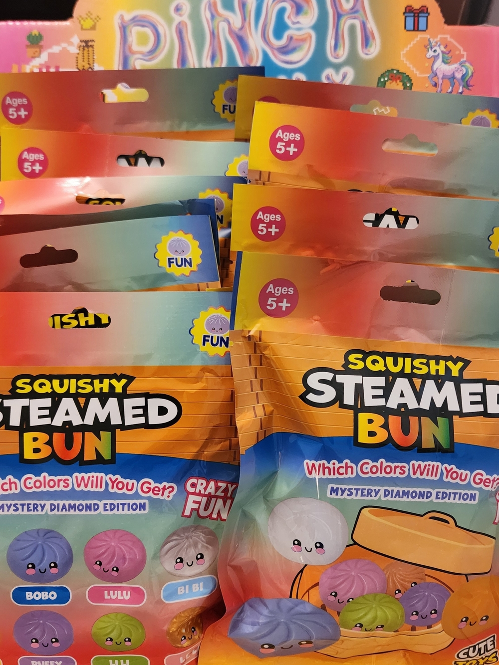12 Squishy Steamed Bun Kids Toy - Rainbow Colors. (BOX COMES WITH THEM)
